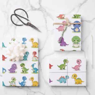3 feuilles de papier cadeau d'anniversaire à motif
