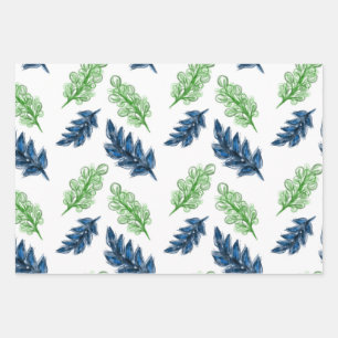 3 feuilles d'emballage, flûtes de style aquarelle