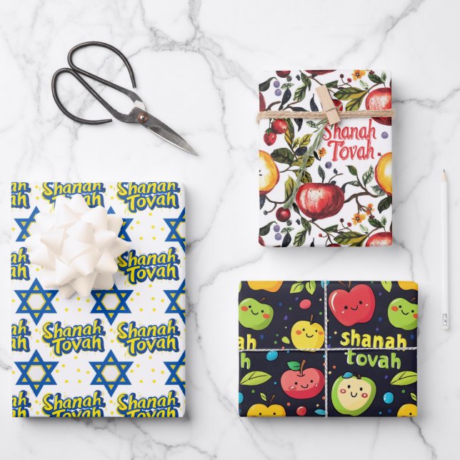 3 feuilles d'emballage Shanah Tovah (Recto)