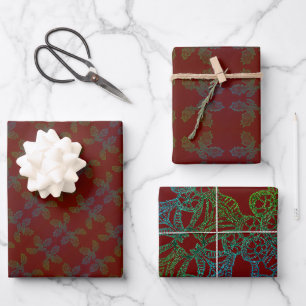 3 feuilles Papier enveloppé cadeau croquis creux