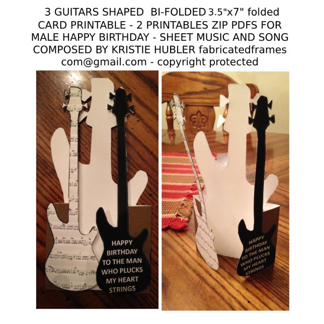 3 Guitares Partition Musique Homme Bonne Carte Ann (Créateur téléchargé)