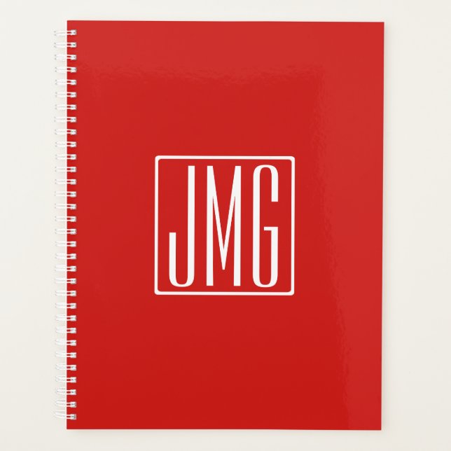 3 Initiales Monogramme | Rouge & Blanc (ou couleur (Devant)