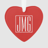 3 Initiales Monogramme | Rouge et blanc (ou couleu