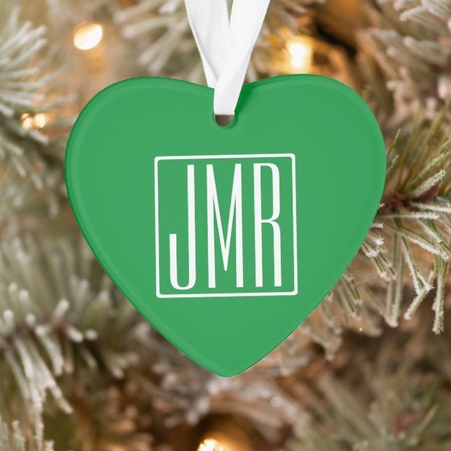 3 Initiales Monogramme | Vert & Blanc (Arbre)