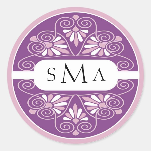 3 Initiales Monogrammes autocollants : Rose Et Vio (Devant)