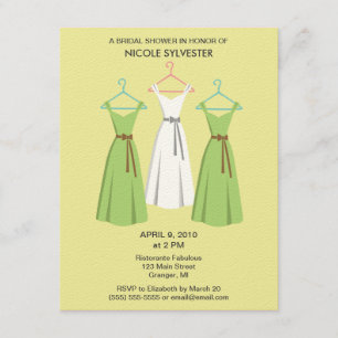 3 invitations de Fête de la mariée de robes -
