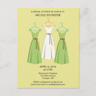 3 invitations de Fête de la mariée de robes -
