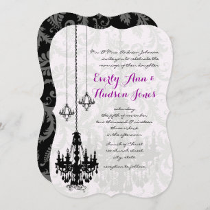 3 lustres noirs ombre Mariage damassé Invitations