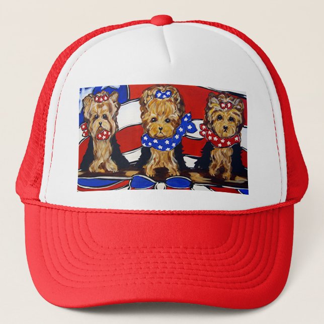3 mignons Yorkies Casquette (Devant)