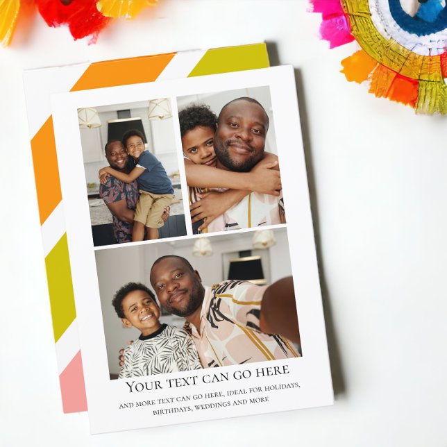 3 modèle de dos rayé et photo colorée (3 Photo and colorful stripped back template flat card from Ricaso)