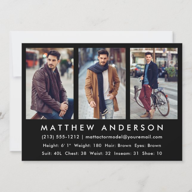 3 Modèle photo Acteur Carte Comp Noir (Devant)