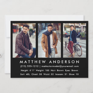 3 Modèle photo Acteur Carte Comp Noir