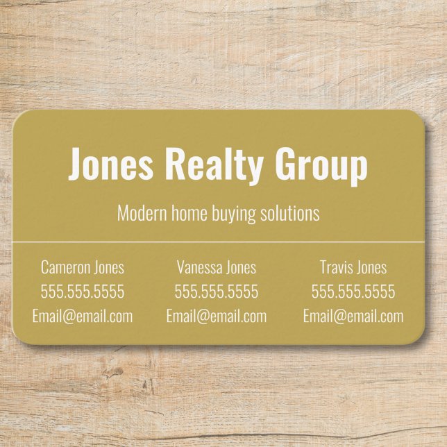 3 Noms Code QR Logo | Carte de visite minimaliste (business card with slot for three names professional chartreuse with white text, two contacts)