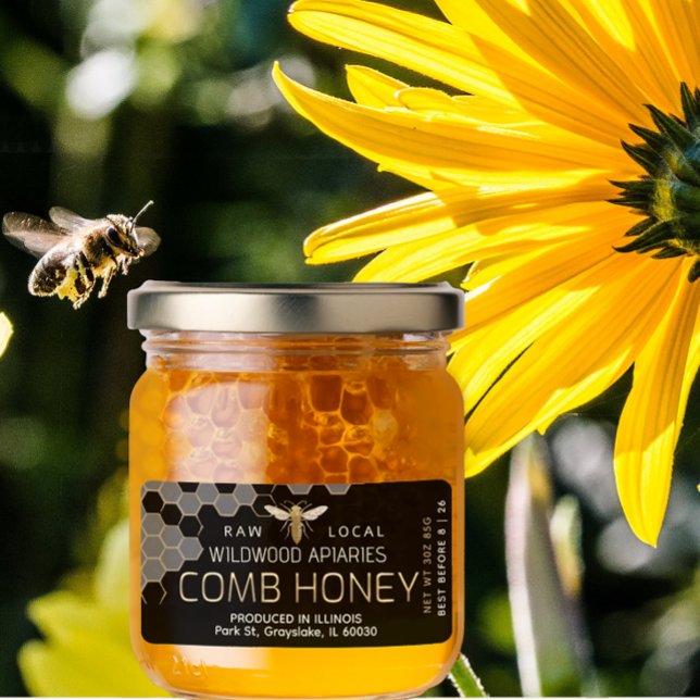 3 oz Miel Jar Étiquette Queen Bee Comb Honey (Créateur téléchargé)