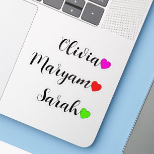 3 PC - Nom avec Stickers Coeur Vinyl Decal