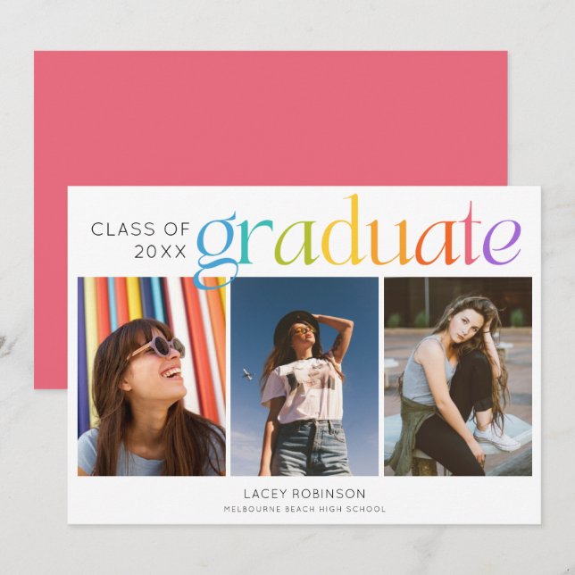 3 Photo Annonce de remise de diplôme personnalisée (Devant / Derrière)