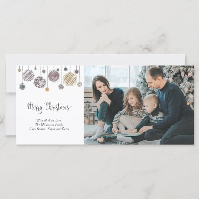 3 photo Carte de Noël avec ornements (Devant)