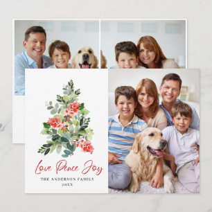3 PHOTO Carte de vœux d'arbre de Noël Holly Berry