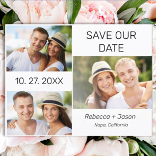 3 Photo Collage Mariage Enregistrer la date Carte 