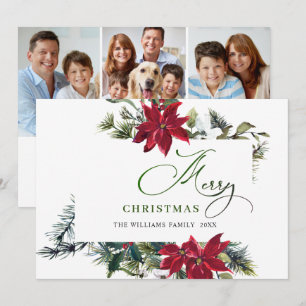 3 PHOTO Élégante carte de vœux de Noël au poinsett