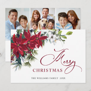 3 PHOTO Élégante carte de vœux de Noël au poinsett
