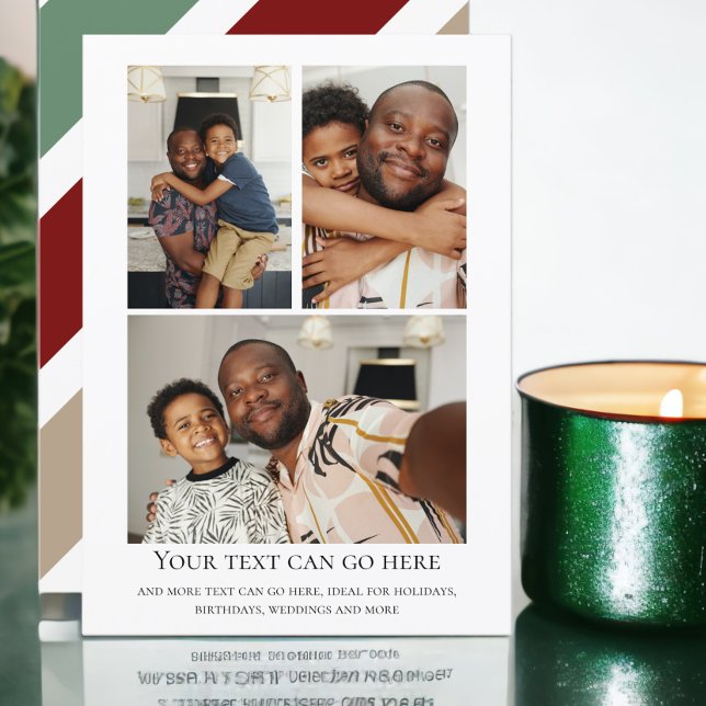 3 Photo et retrait modèle (3 Photo stripped back template flat cards from Ricaso. Ideal for Christmas, Birthday, wedding & more)