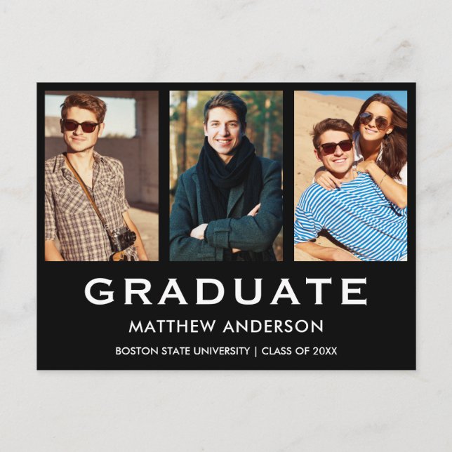 3 Photo Graduation Party Modern Invitation (Devant)