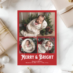 3 Photo Merry et Bright Faire-part de naissance