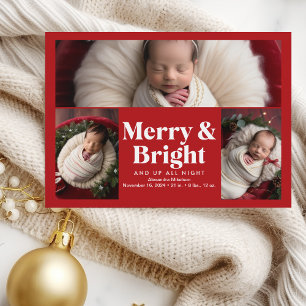 3 Photo Merry et Bright Faire-part de naissance
