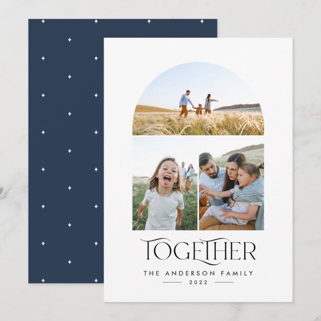 3 photo moderne arche bleue ensemble typographie (Devant / Derrière)