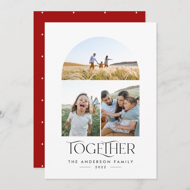 3 photo moderne arche rouge ensemble typographie (Devant / Derrière)