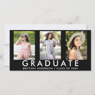 3 Photo Moderne Grad Faire-part Card