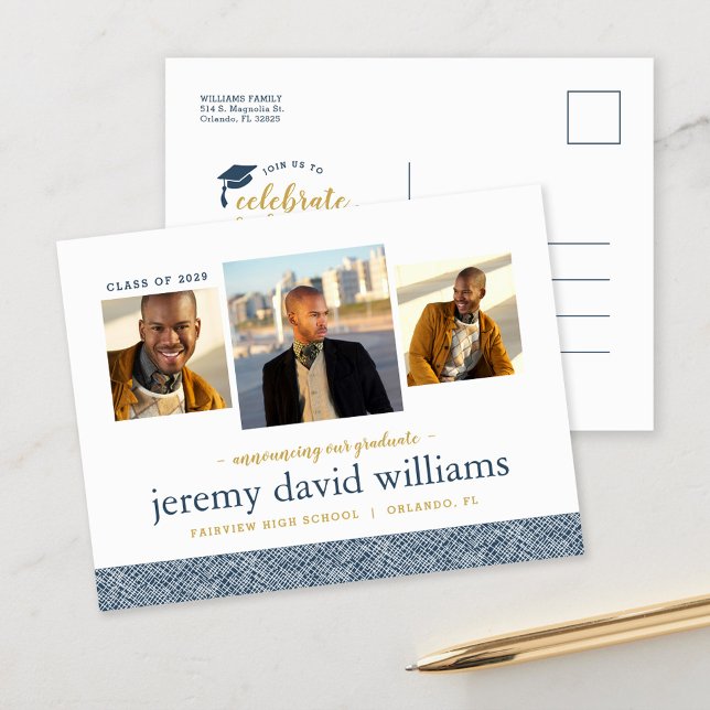 3 Photo Moderne Graduation Party Invitation (Créateur téléchargé)
