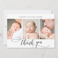 3 Photo Script moderne Nouveau-né Merci bébé