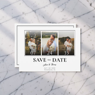 3 Photo Simple Moderne Faire-Part de Mariage