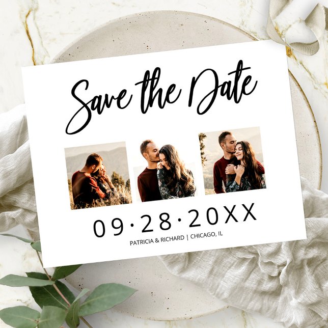 3 photos de mariage en collage Save The Date  (Créateur téléchargé)