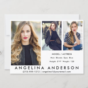 3 Photos Modèle Acteur Carte Comp Wht