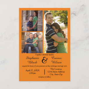 3 photos Orange - 3x5 Faire-part de mariage
