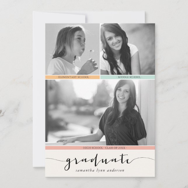 3 Photos Timeline Graduation Invitation (Devant)