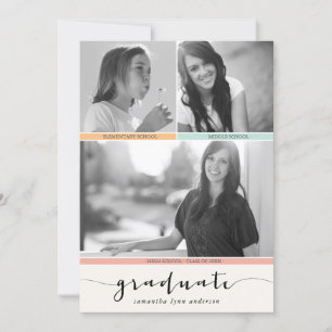 3 Photos Timeline Graduation Invitation