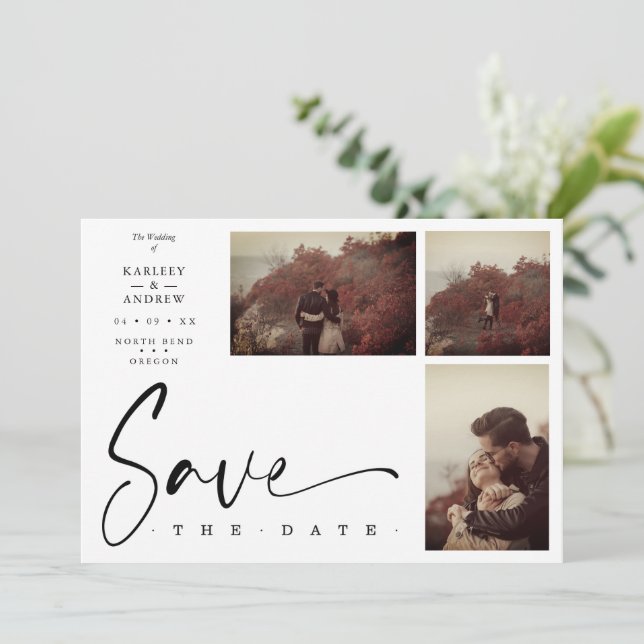 3 Photos White Chic Trendy Collage Wedding Covid19 (Debout devant)