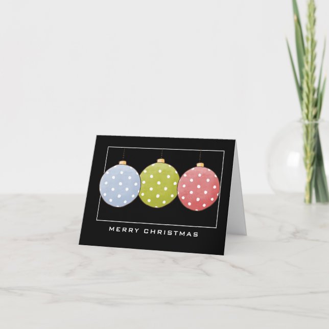 3 Polka Dot Ornements Joyeux Carte de Noël (Devant)