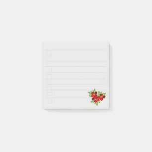 3 Post-it Notes Fleurs Rouges
