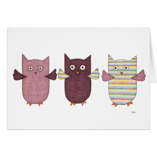 3 Purple Owls Flying (Devant horizontal)