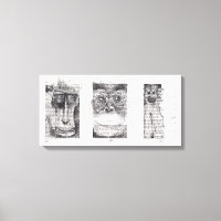 3 Singes Sages pour Singe Année 2016 Toile