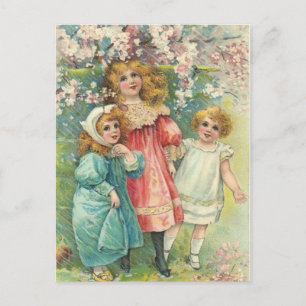 3 Sweet Victorian Girls Carte Postale Vintage