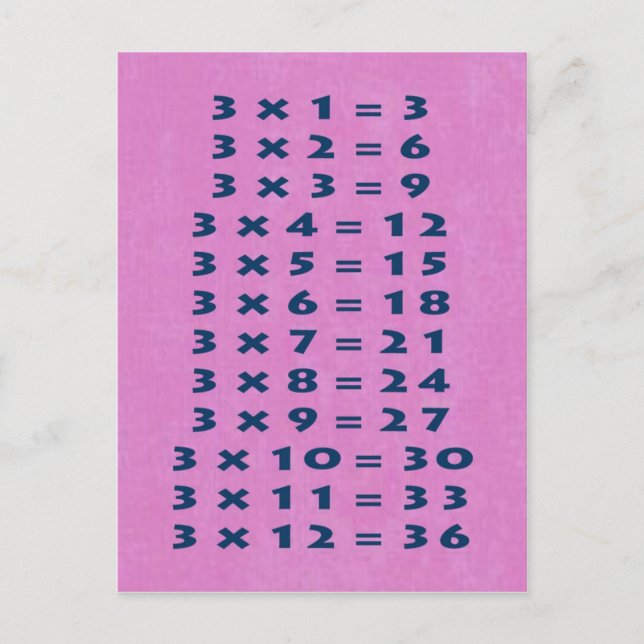#3 Times Table Carte Postale Amusants Enfants et E (Devant)