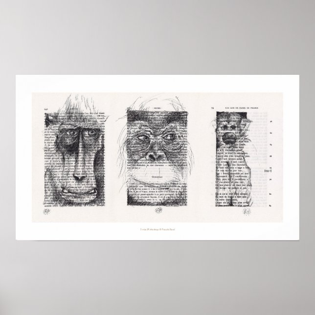 3 Wise Monkeys Chinese New Year Zodiac Poster (Devant)