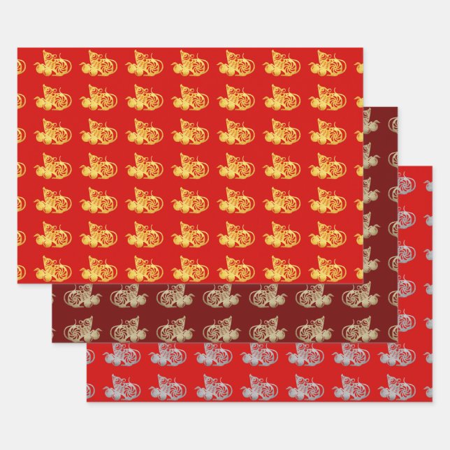 3 WP Chinois coupé en papier Rat fruits Choisir la (Lot)