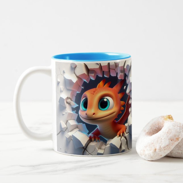 3D Bébé mignon Dragon Hot cacao Café Animaux Mug (Avec donut)